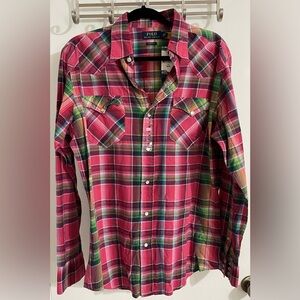 Brand New Pink Plaid Ralph Lauren Button Down Mens (M)